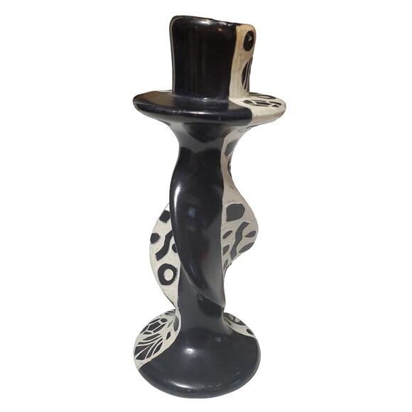 Earthbound Trading Co Ceramic Swirl Candlestick Elephant Lion Paw Made In Kenya - Picture 2 of 10